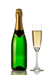 Glasses and bottle of champagne isolated on a white © gawriloff