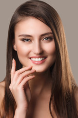 Beautiful Woman Portrait.Clear Fresh Skin.Isolated on a White