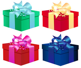 set of four colorful vector gift boxes Isolated On White