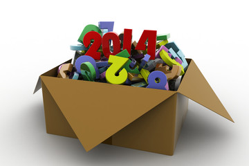 2014 in a box. 3d illustrations