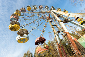 Cabins of abandoned Ferris wheel, Pervouralsk, Urals, Russia - 58698924