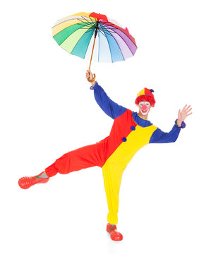 Happy Clown With Umbrella
