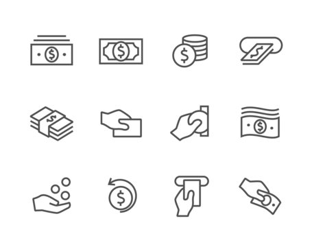 Stroked Money icons set.