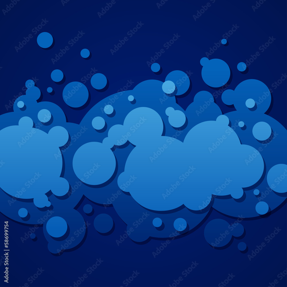 Poster abstract blue background with round bubbles