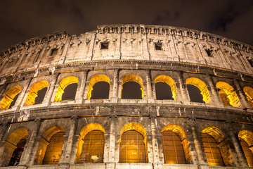 Fototapeta na wymiar Italy Illuminated Colosseum at night