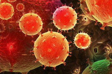 3d virus on a attractive background - obrazy, fototapety, plakaty