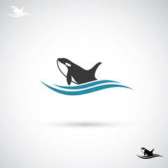 Fototapeta premium Etykieta wieloryba Orca