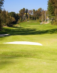 Autumn Golf course landscape view green field