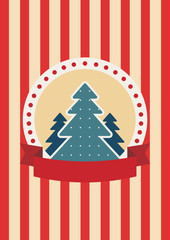 Retro greeting card with Christmas tree