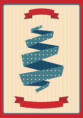 Blue and red Christmas retro label