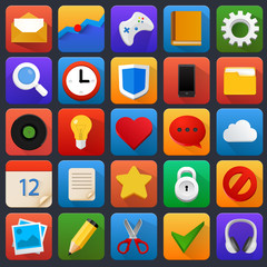 Vector icon set. Multimedia, mobile, software.