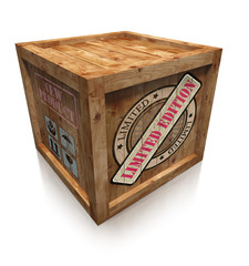 limited edition sign on wooden box crate