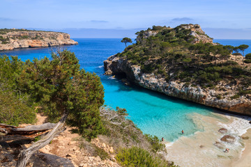 Beautiful beach azure sea water, Cala des Moro, Majorca island