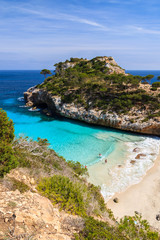 Beautiful beach azure sea water, Cala des Moro, Majorca island