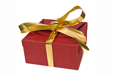 Christmas gift box on white background.