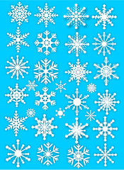 варианты снежинок на синем фоне