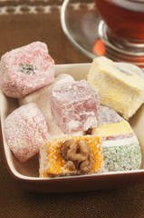 Lukum assort and tea