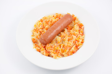 Carrot and onion stew on a plate