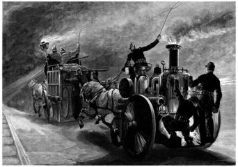 Naklejka premium Fire Men - Fire Cars - 19th century
