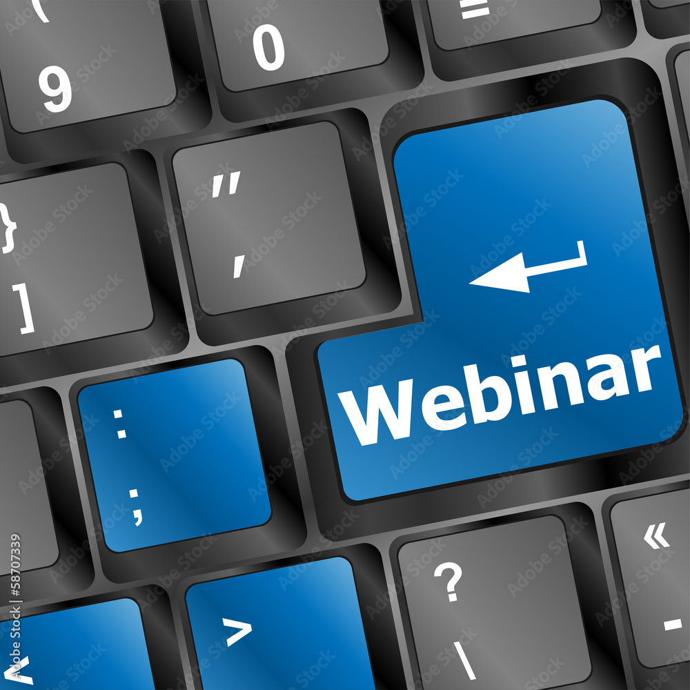 Poster webinar button on computer keyboard key