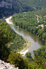 Fototapeta na wymiar Paddling at the Ardeche river in south-central France