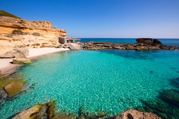 Formentera Es Calo des Mort beach turquoise Mediterranean - obrazy, fototapety, plakaty