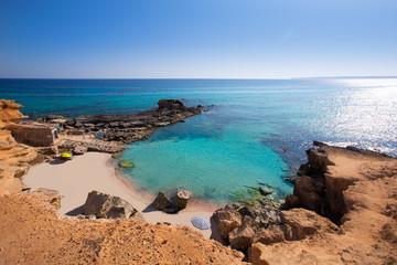Fototapeta premium Formentera Es Calo des Mort beach turquoise Mediterranean