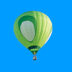 Obraz premium Colorful hot air balloon isolated on blue background