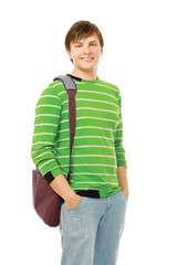 young student isolated on a white background.