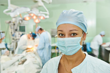 surgeon nurse at operation