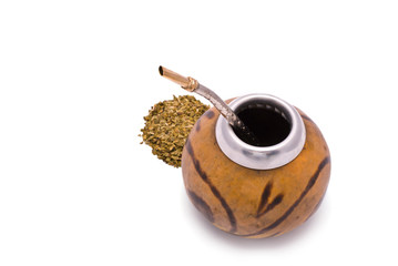 Yerba Mate tea isolated on wihte