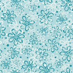 blue floral seamless pattern, vector illustration