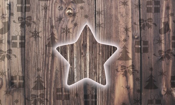 wooden star symbol with presents