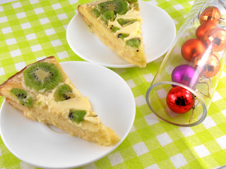 kiwi tasty cake with christmas and new year balls
