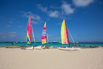 catamaran sailboats in Illetes Formentera beach