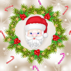 Santa claus pattern with branches and decoration