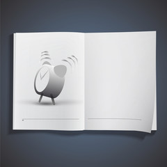 Icon of alarm printed on book.