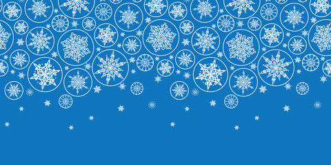 Naklejka premium vector falling snowflakes horizontal border seamless pattern