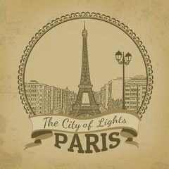 Landscape of Paris ( The City of Lights) retro poster