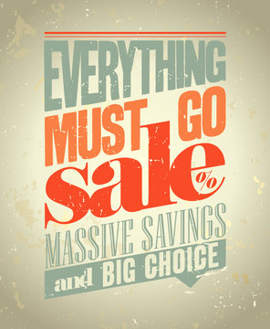 Everything must go sale poster retro style.