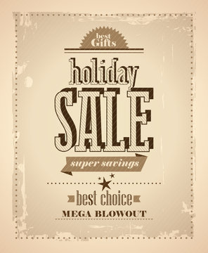 Holiday sale design in newspaper retro style
