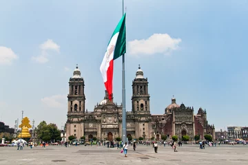 Poster The Zocalo or Plaza de la Constitución flag, Mexico © poladamonte