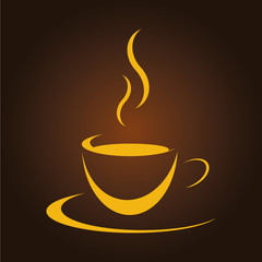 Tasse Gold mit braunem Hintergund