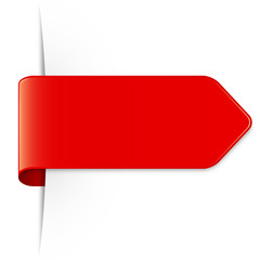 Langer roter Sticker Pfeil mit Schatten und Textfreiraum