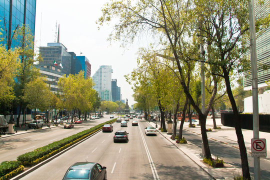 Paseo de la Reforma, the main avenue in Mexico City, Mexico.