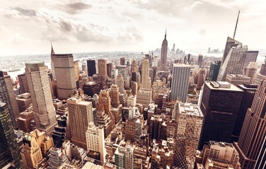 Fototapety  Widok z lotu ptaka na panoramę Manhattanu
