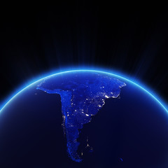 South America city lights at night