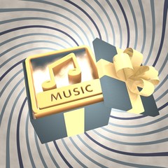 vintage christmas gift box with music icon