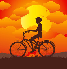 Fototapeta premium Women riding a bicycle.
