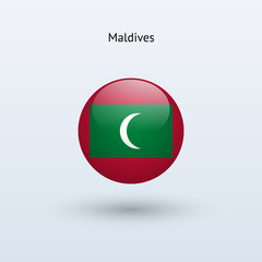 Maldives round flag. Vector illustration.